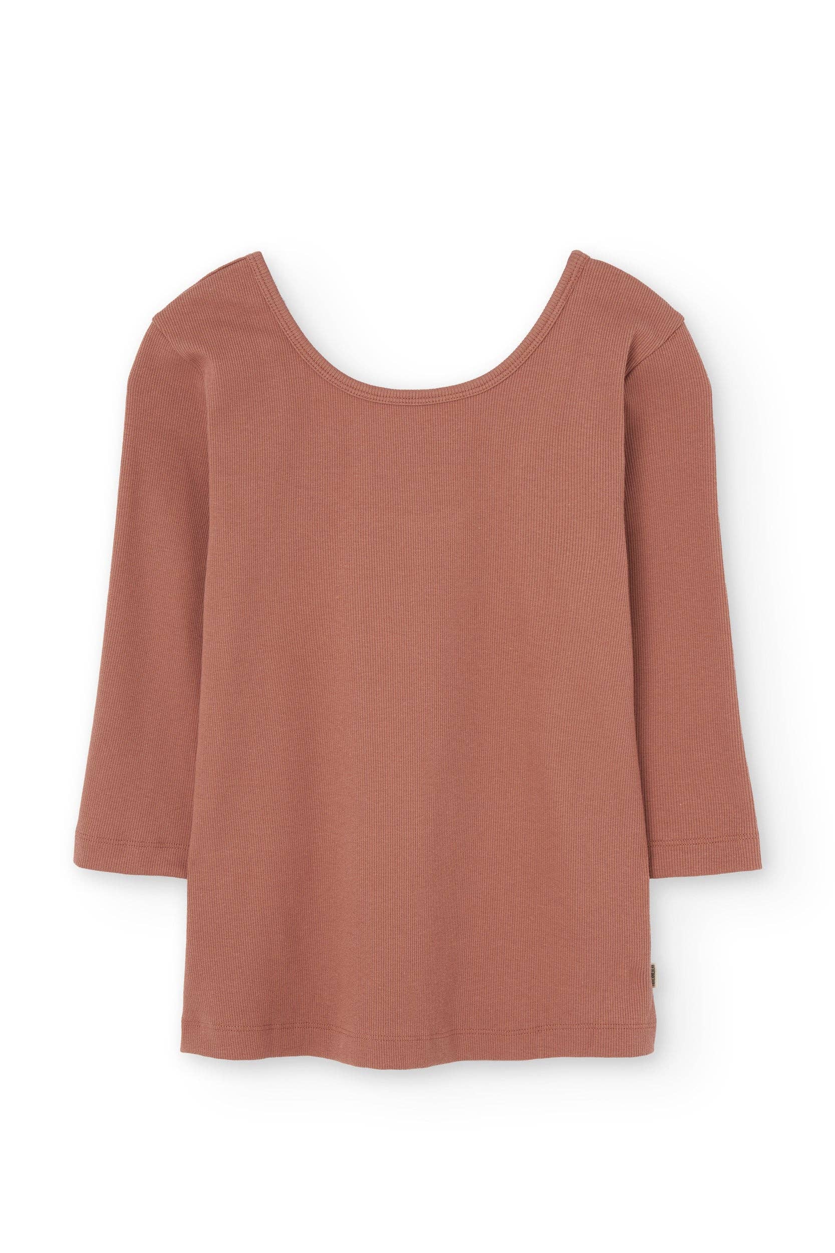 Roze Organische ribgebreide top met boothals in roze voor groothandel op Faire3