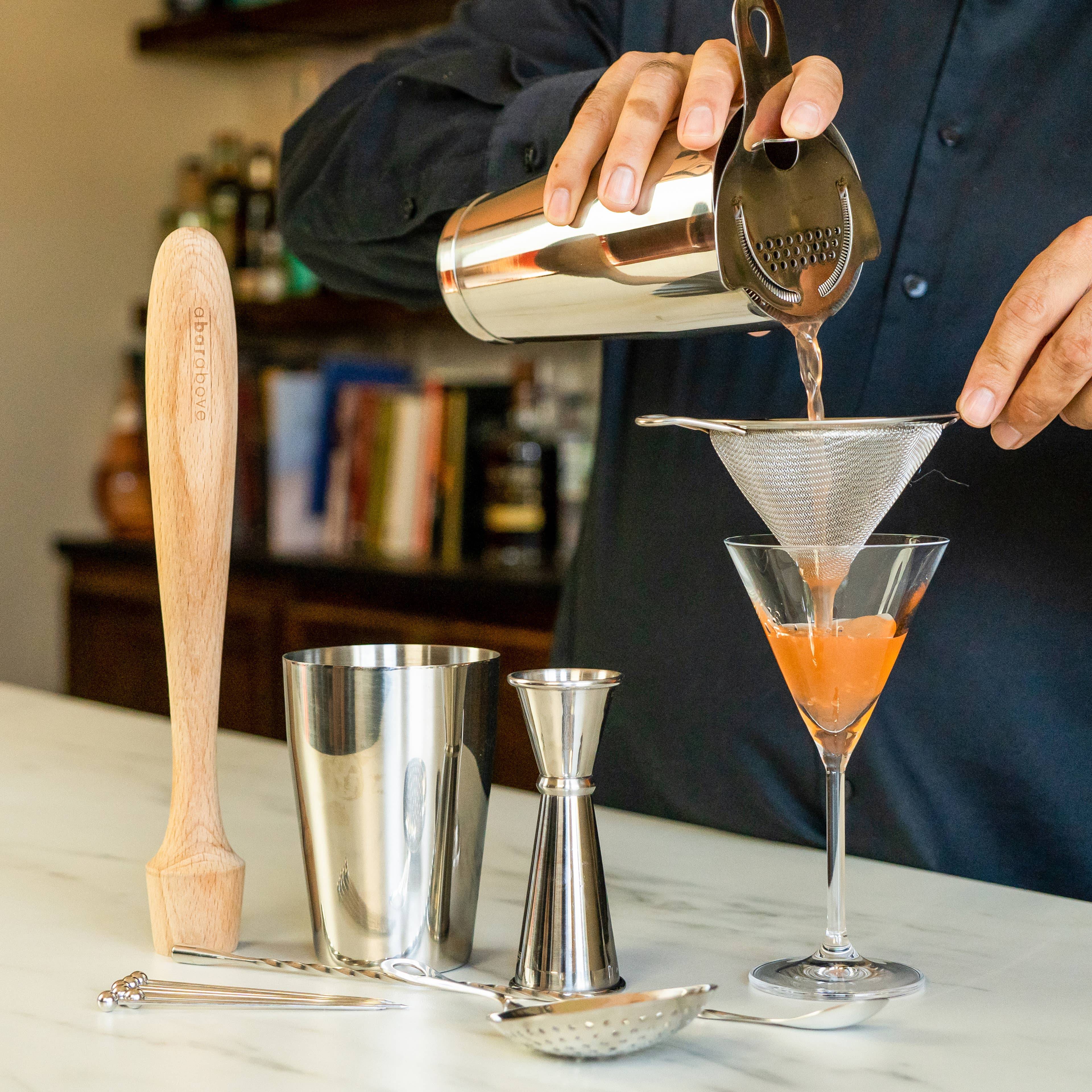 A Bar Above - Wholesale Bar Tool - Craft Bar Set/Mixologist Cocktail Kit, Stainless (14 Piece)2