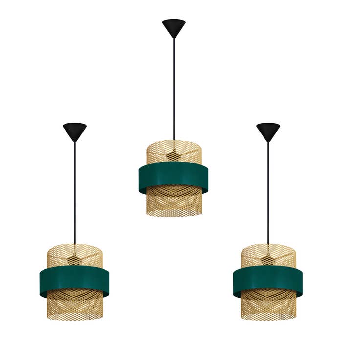 MISIS LOT3 - Green And Gold Metal Cylindrical Suspension for wholesale by Tosel Shop