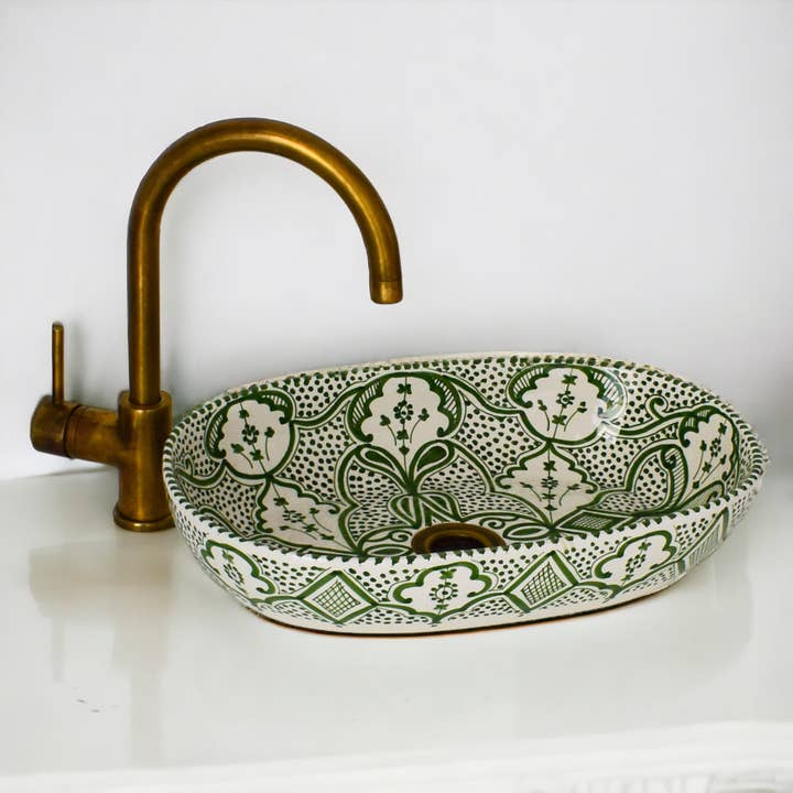 Moroccan Sink – wholesale Tillbehörsset till badrum – Handmålad oval handfat #011
