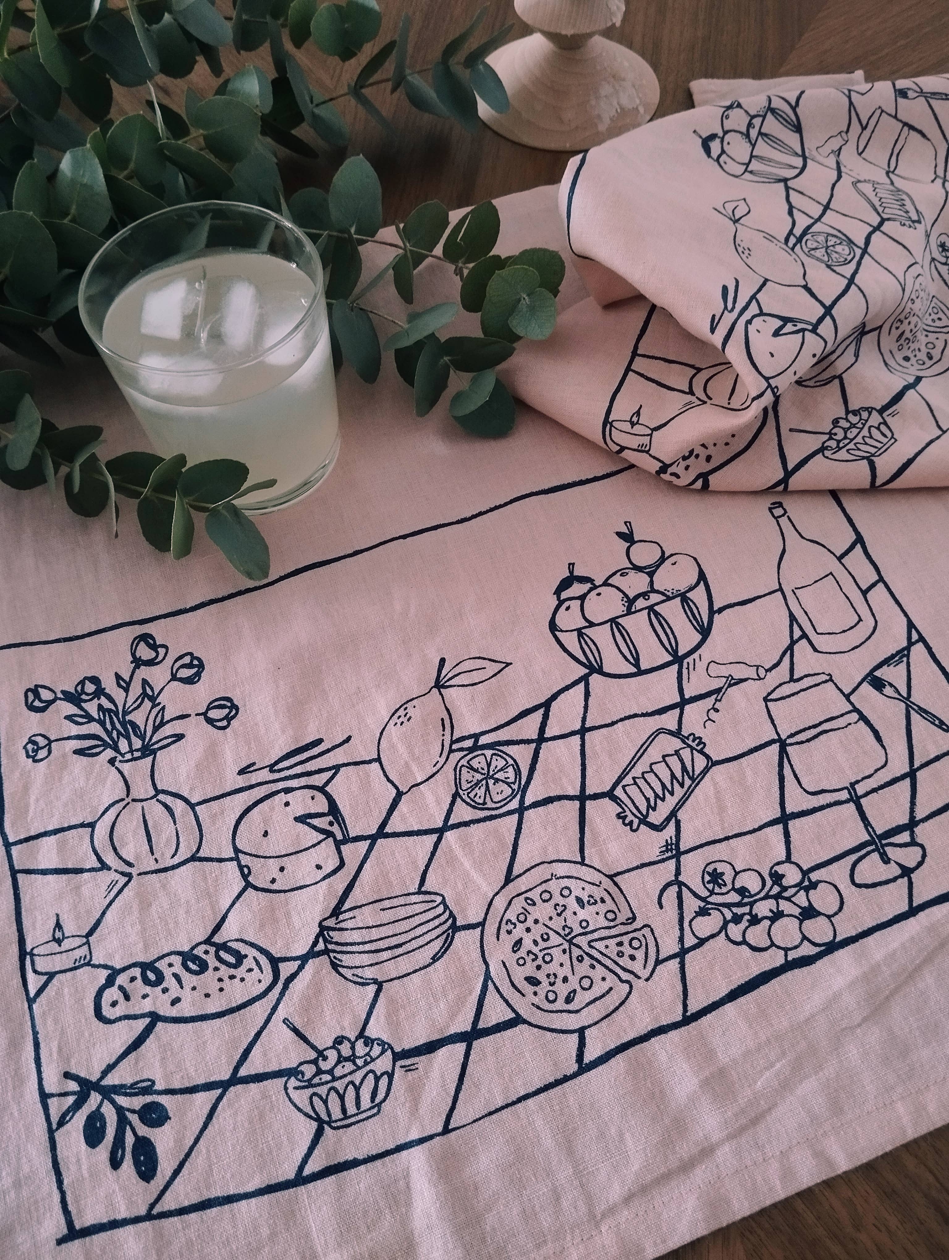 The Ink Job - Wholesale Tea Towel - Picnic Print Linen Kitchen Towel2