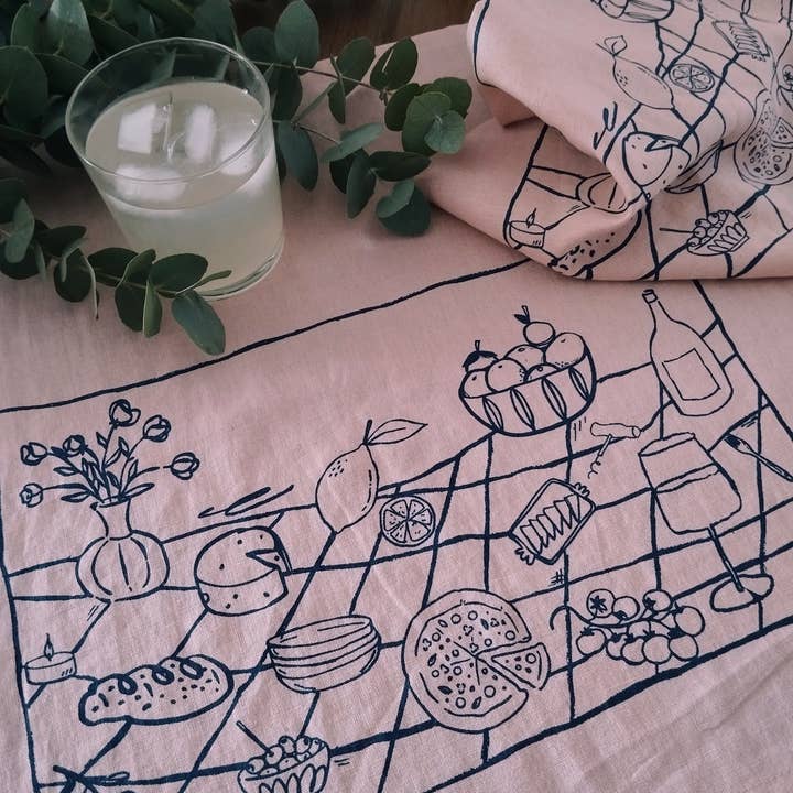 The Ink Job - Wholesale Tea Towel - Picnic Print Linen Kitchen Towel2