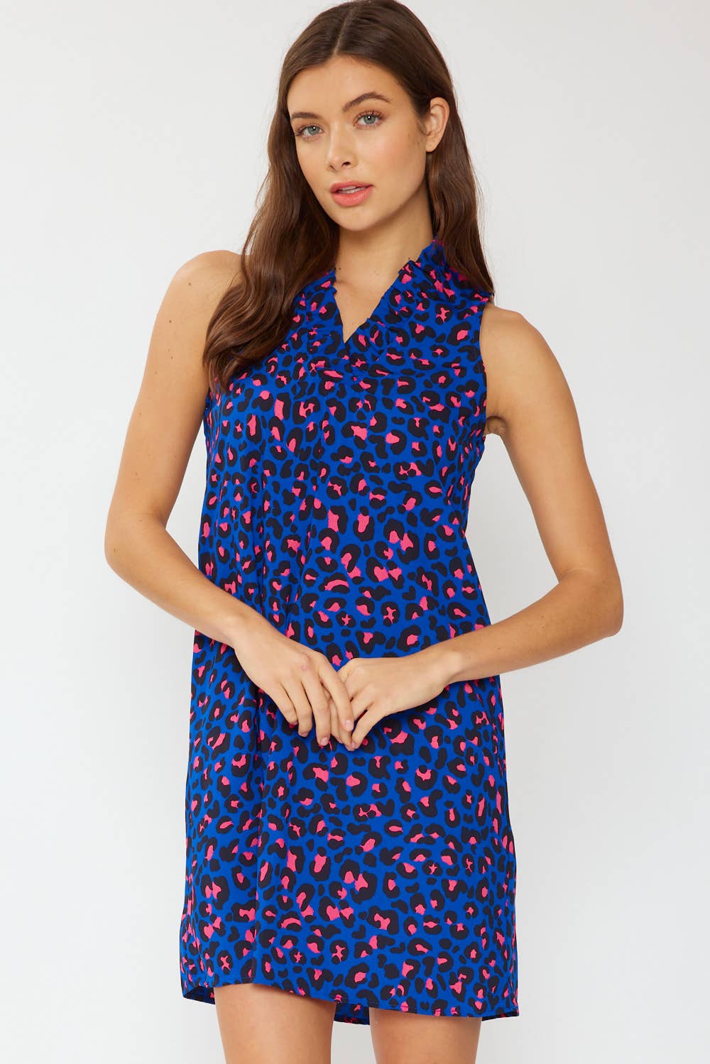 FSL Apparel – Vestido - Mulher por atacado – SD6433 - VESTIDO SEM MANGAS ESTAMPADO COM LEOPARDO0