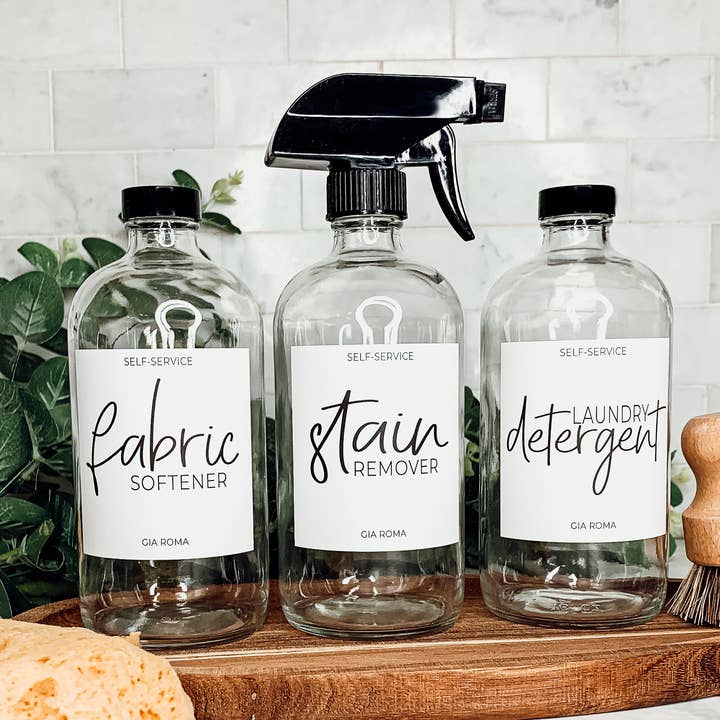 Gia Roma - Venta al por mayor Dispensadores de jabón - Dispensadores de lavadero - Botellas de jabón transparente de vidrio de 16 onzas0