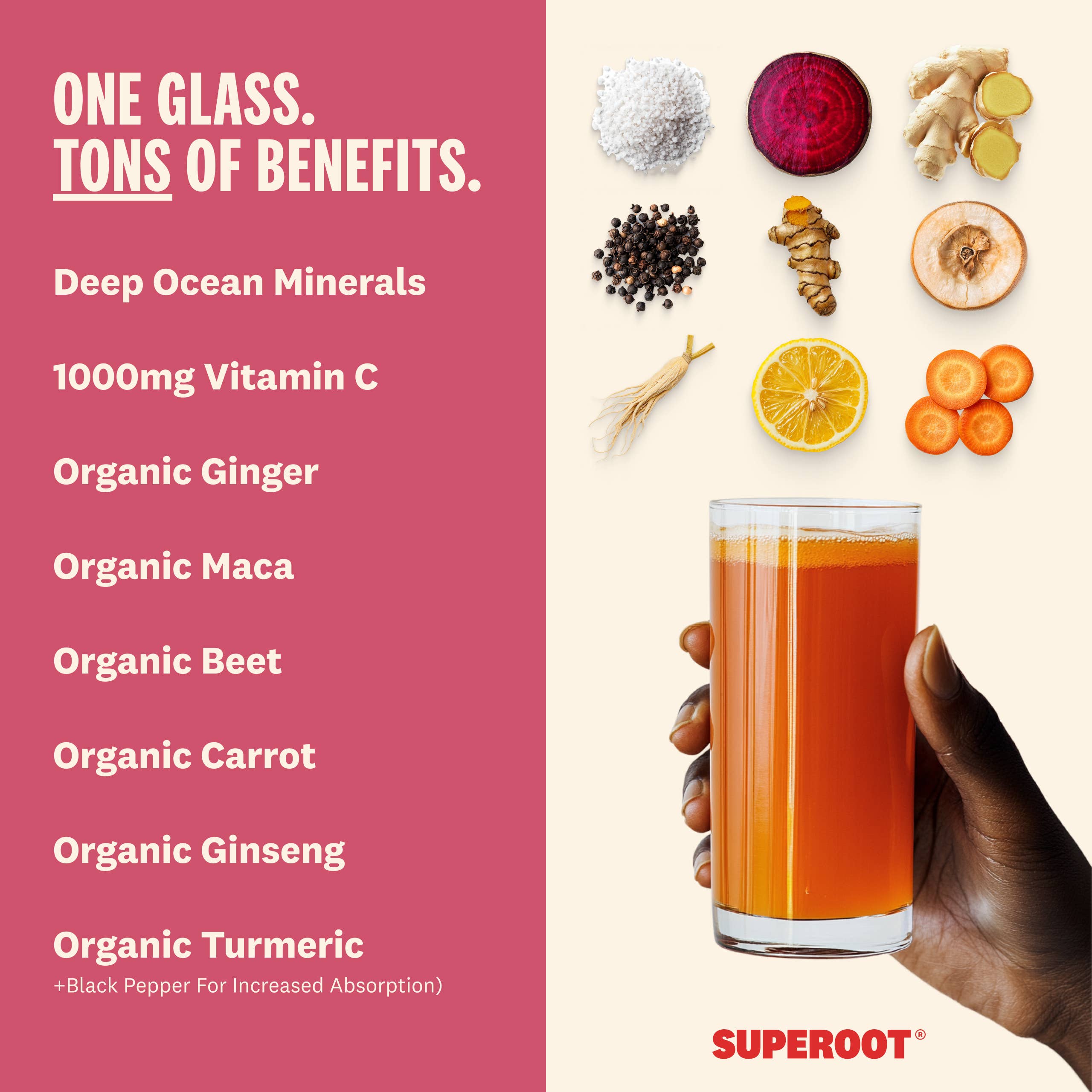 Superoot - Wholesale Powdered Health Drink - Immunity & Hydration Superfood Mix - Peach | 12 count2