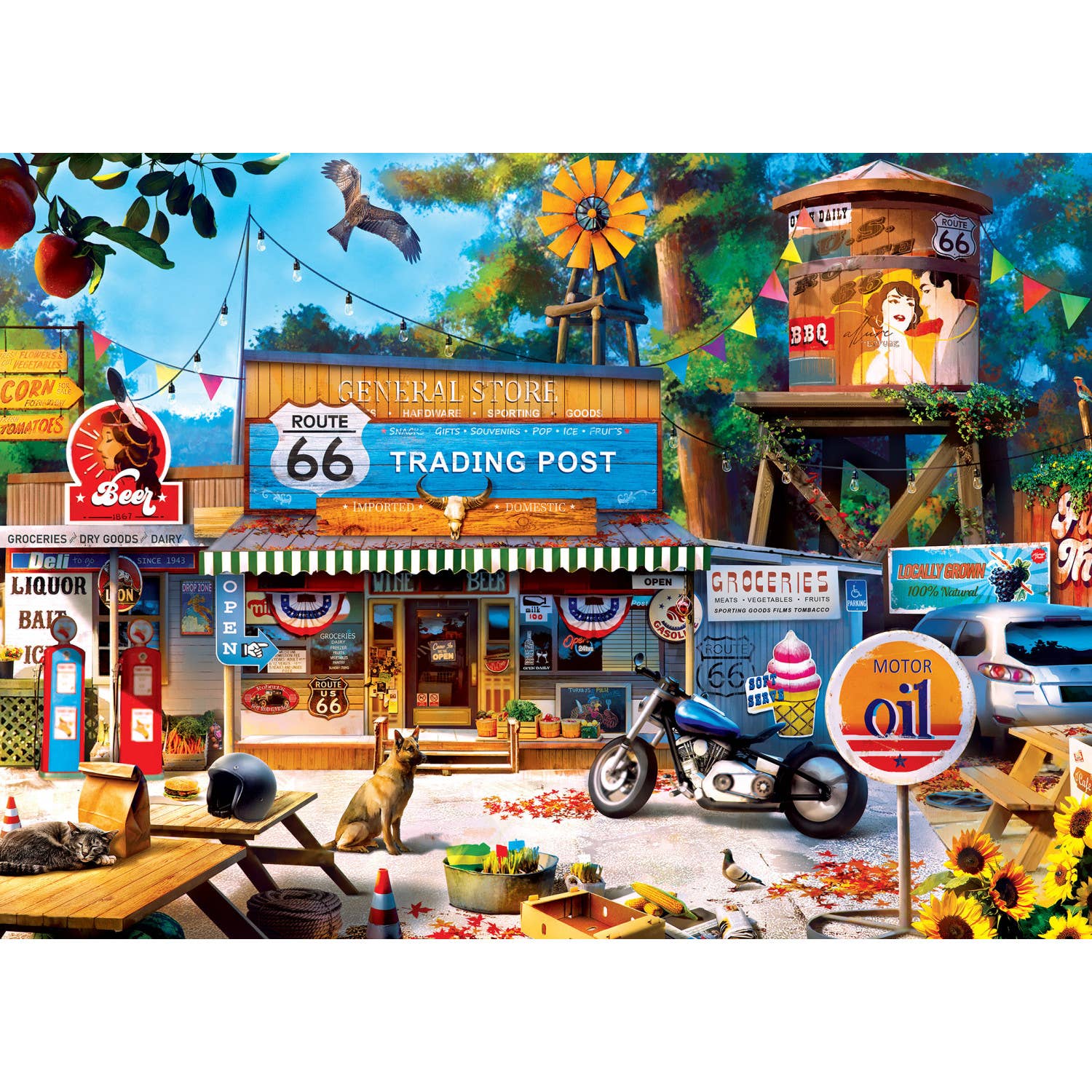 Masterpieces Puzzles - Wholesale Puzzle - Adult - Cruisin' Route 66 - Trading Post on Route 66 1000 pc Puzzle1