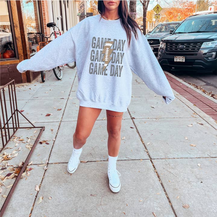 Simply Faith Boutique - Venta al por mayor Sudadera estampada - Mujer - Día del juego Lightning Football
