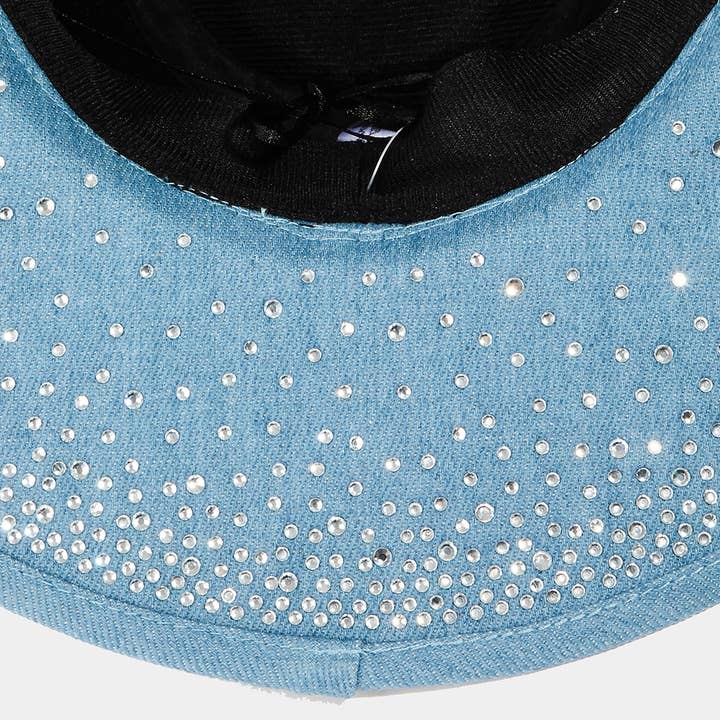 Collections by Fame Accessories - Wholesale Cowboy Hat - Women's - Rhinestone Studded Denim Cowboy Hat