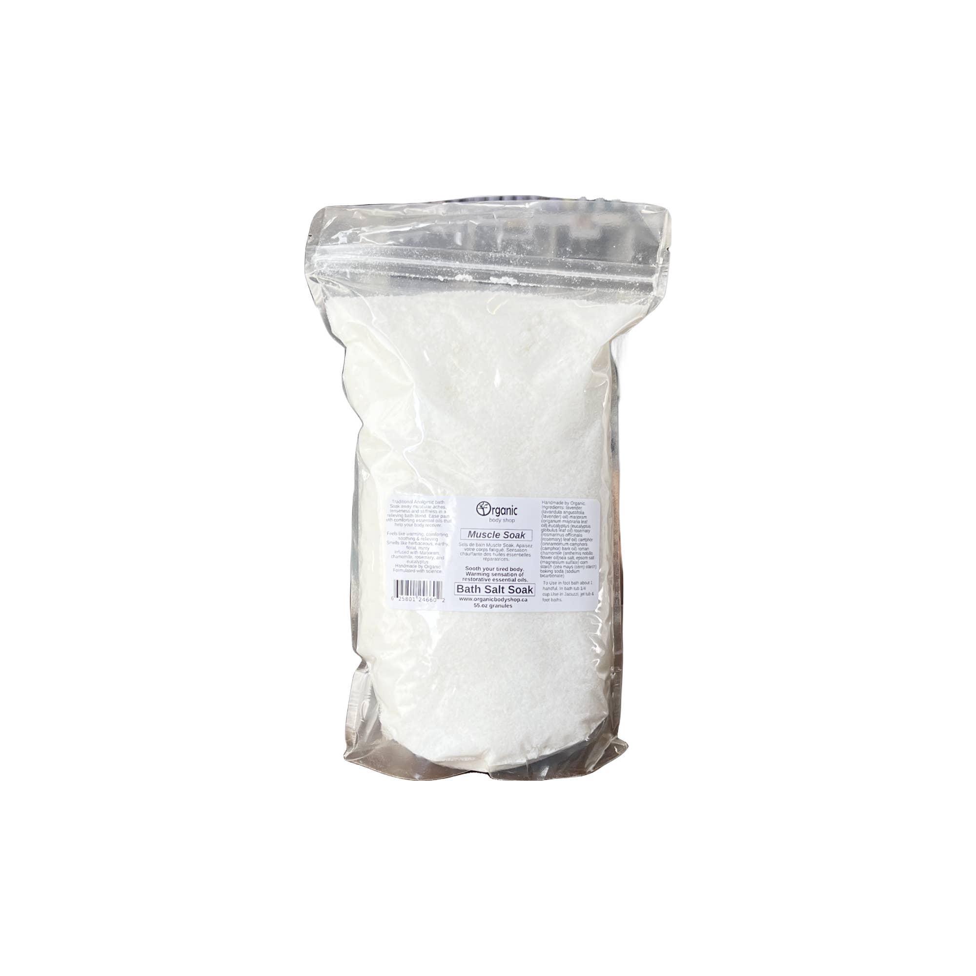 Organic Body Shop - Wholesale Bath Salts - Muscle Soak Analgesic Bath Salts. 55oz