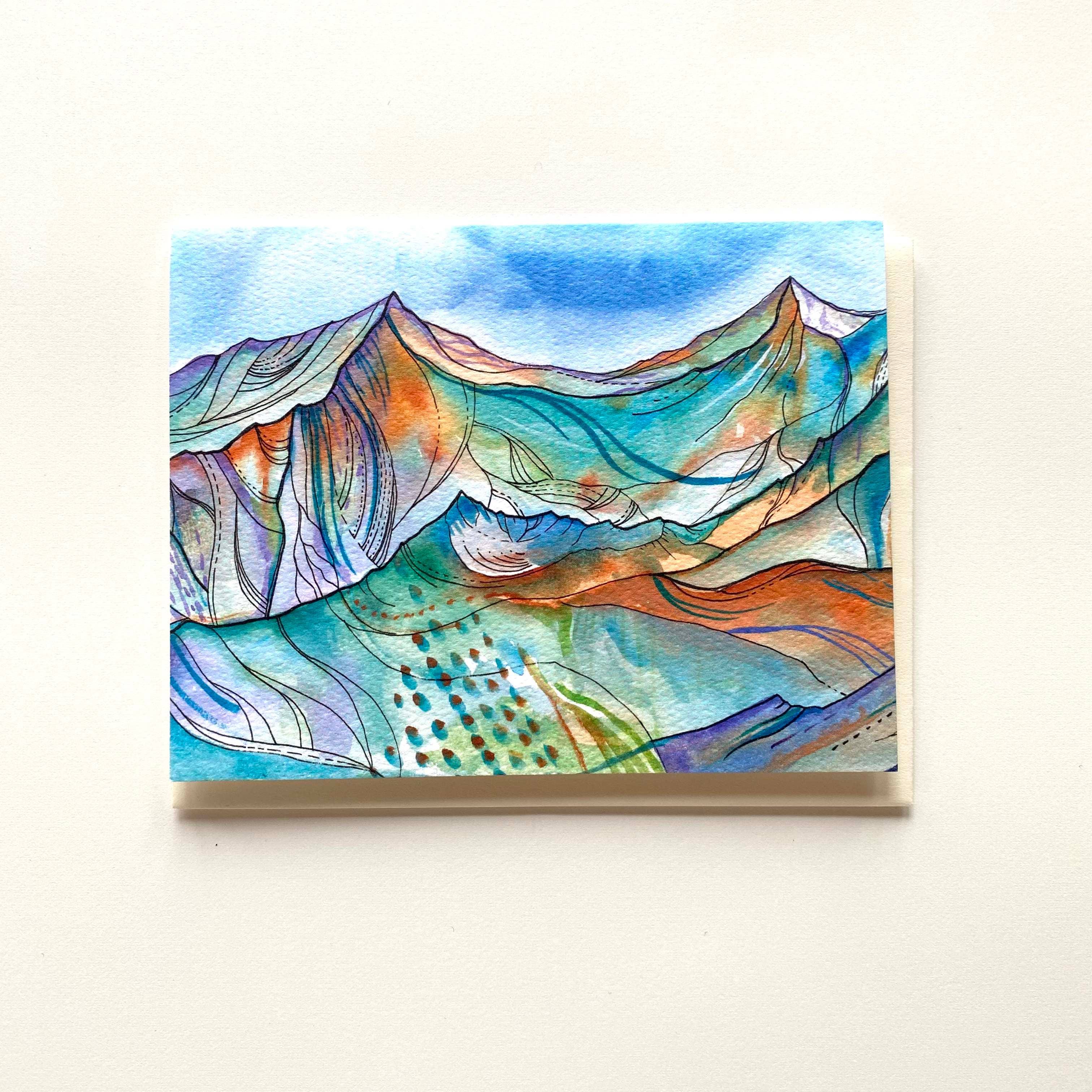 Sarah Uhl - Vente Assortiments de papeterie/cartes - Cartes de notes Mountain Art : Glow Mountain1