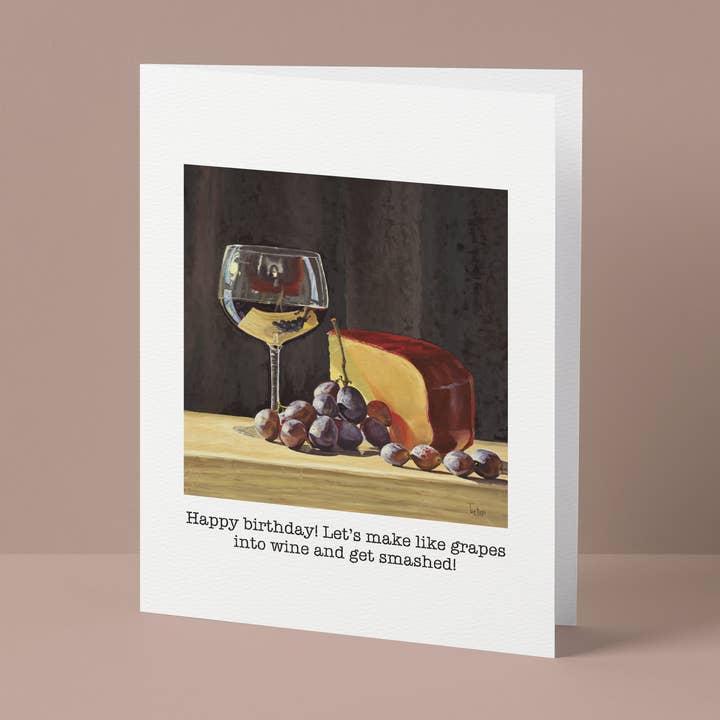 "Happy Birthday! Let's make like grapes" Greeting Card for wholesale by Betsie Studios