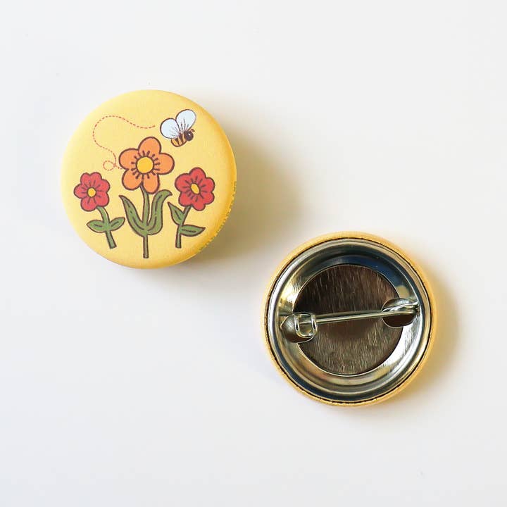 Busy Bee Button Pin – Soft Matte Finish for wholesale by Wild Child Brand