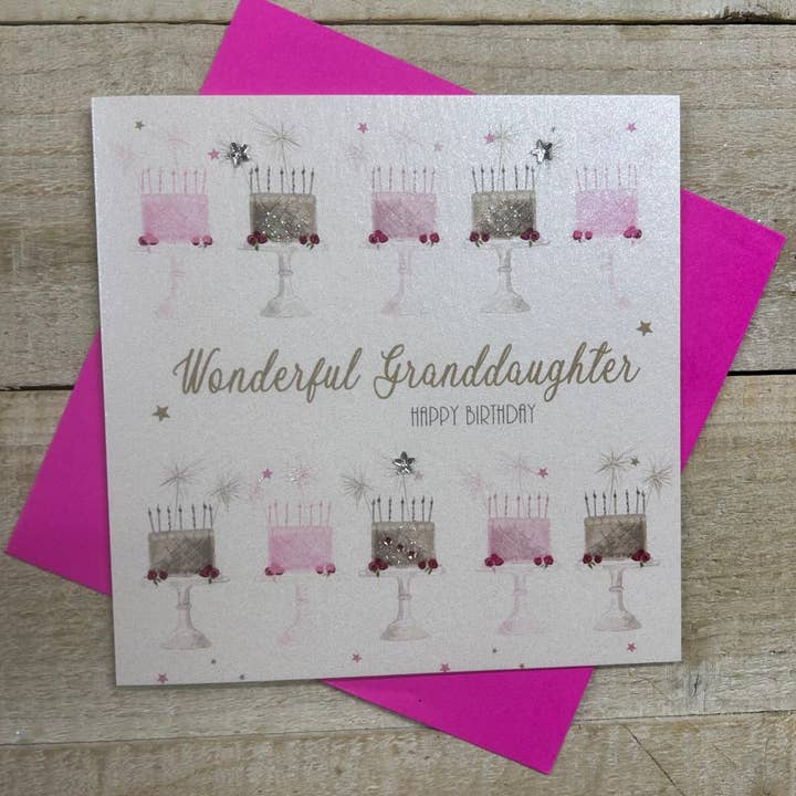 CUMPLEAÑOS DE NIETA - MUCHOS PASTELES (D279) para venta al por mayor de White Cotton Cards