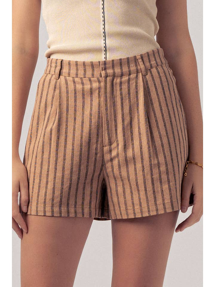 Urban Daizy - Wholesale Shorts - Women's - Coastal Linen Stripe Shorts