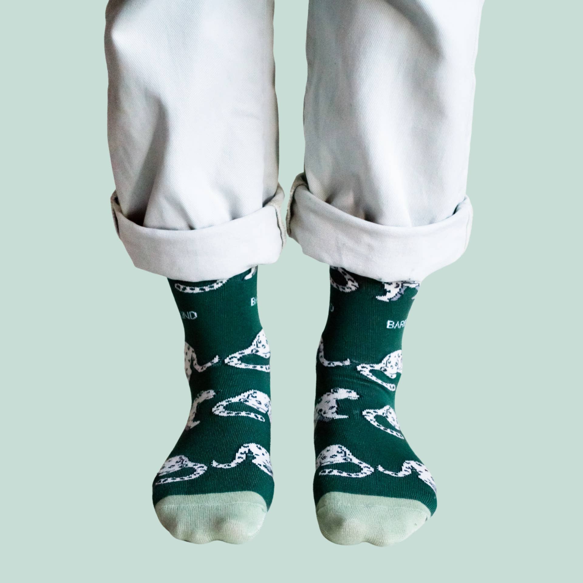 Bare Kind Socks - Wholesale Socks - Unisex - Snow Leopard Socks | Bamboo Socks | Sea Green Socks5