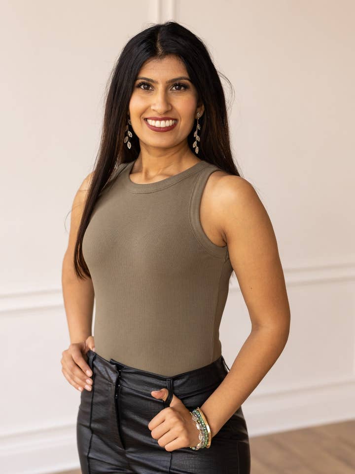 The Maddy Ribbed Olive Bodysuit for wholesale by GRACE+EMMA by Southern Grace