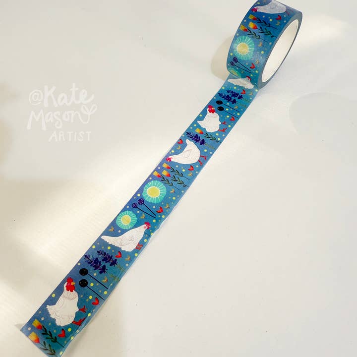 Kate Mason Artist - Wholesale Washi Tape - Chickens & Flowers WASHI TAPE 1