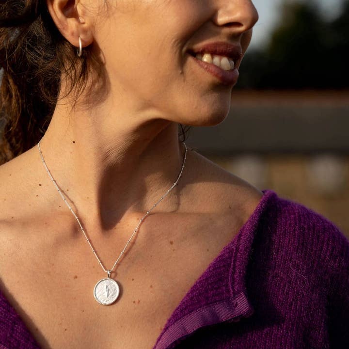 Claire Hill Designs - Wholesale Pendant/Charm Necklace - Silver Coin Necklace | Talisman Necklace (Meaning Hope)