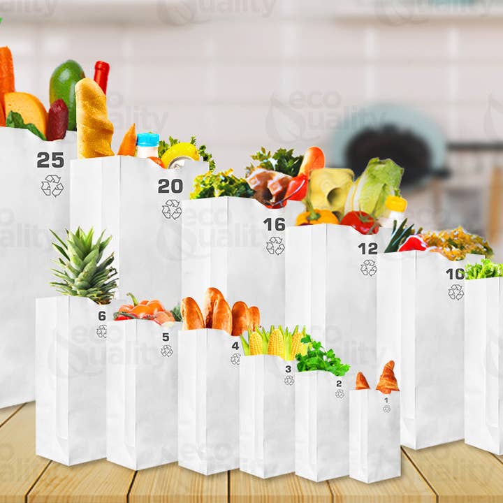 EcoQuality - Vente Sachet de conservation/film alimentaire - Sacs en papier kraft blanc de 10 lb, sacs de boulangerie, sacs à bonbons, fête3