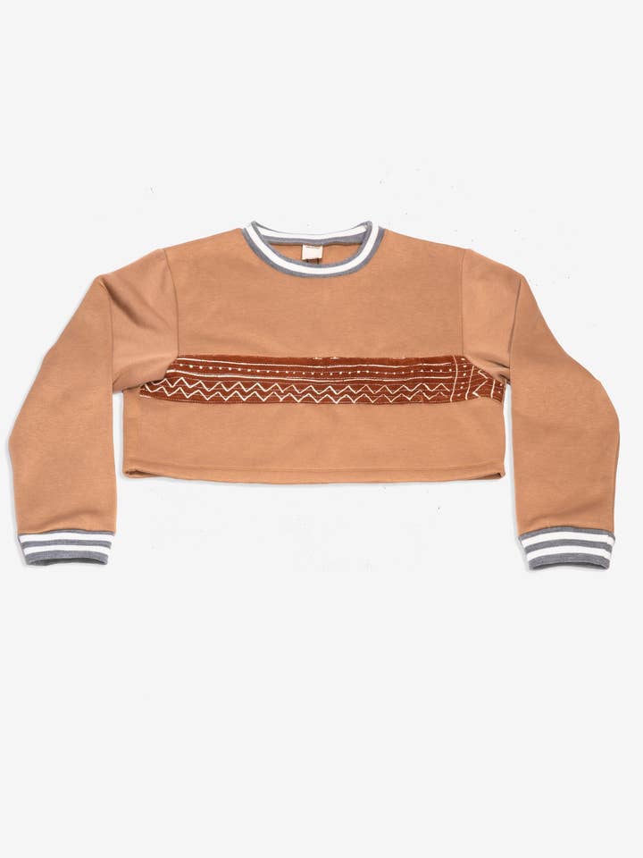 Mudcloth Crop Crewneck for wholesale by Laraw