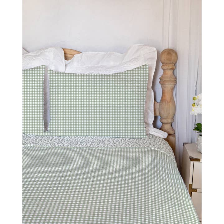 Ida Mae Home - Wholesale Quilt - Anthia Gingham Sage Quilt