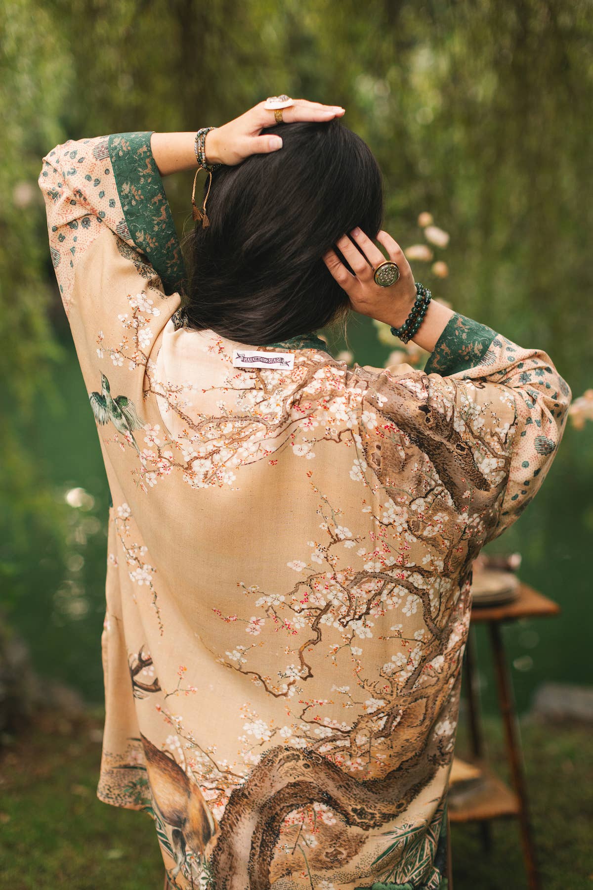 Market of Stars (USA) - Wholesale Kimono - Women's - Fable Matinée Duster Kimono w/ Deer and Moon, mid-length1