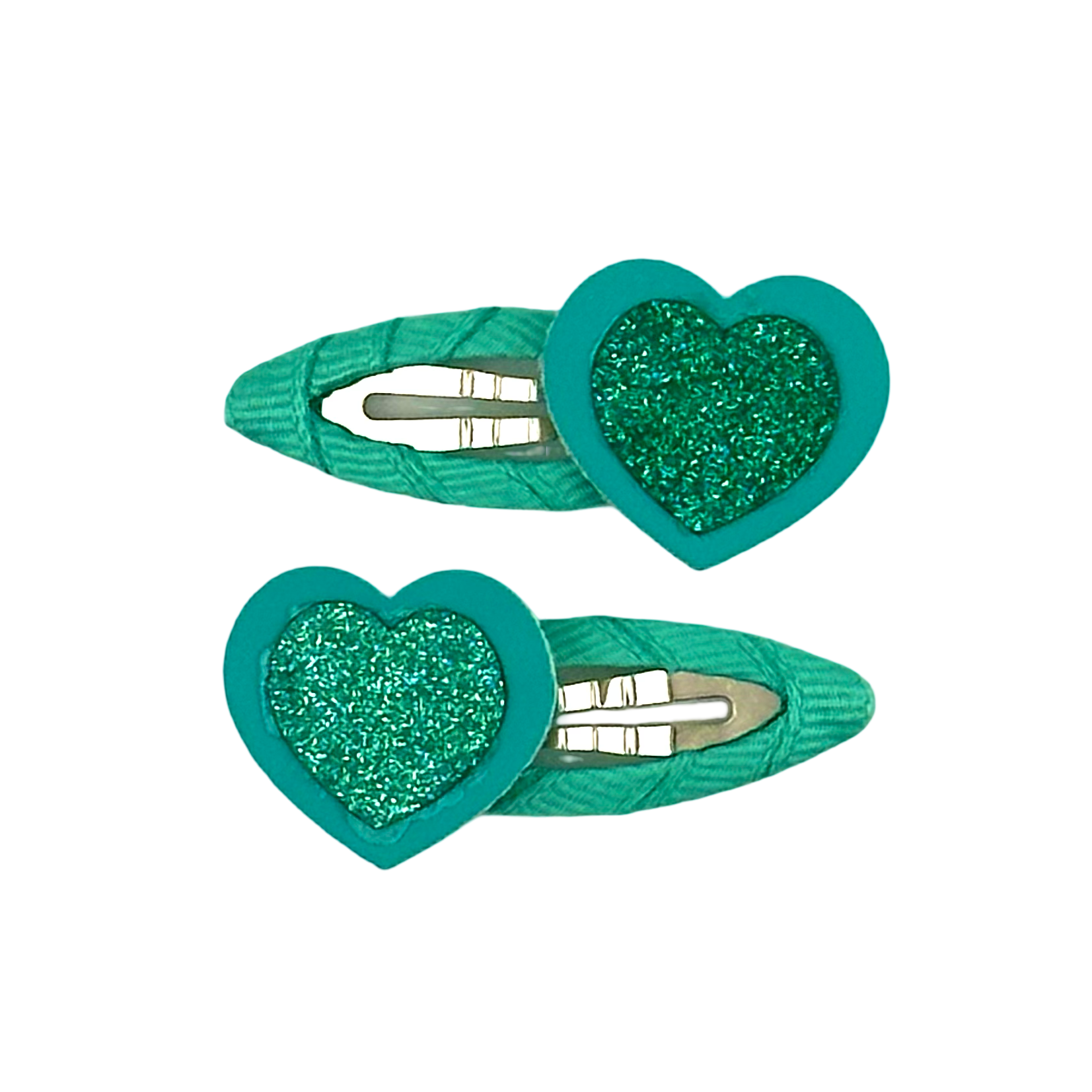 Bluebell Petite - Wholesale Hair Clip - Kids - Green Heart Glitter Click Clack 4cm1