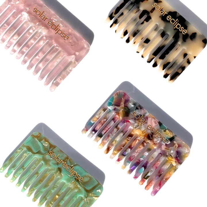 Solar Eclipse - Wholesale Hair Brush/Comb - Pocket Size Wide Tooth Acetate Hair Comb