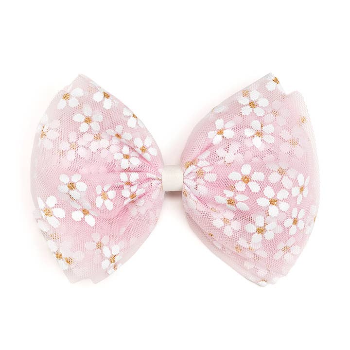 Fermaglio Fiocco in Tulle Rosa con Margherite per Pasqua - Capelli Bambini per la vendita all'ingrosso da parte di Sweet Wink