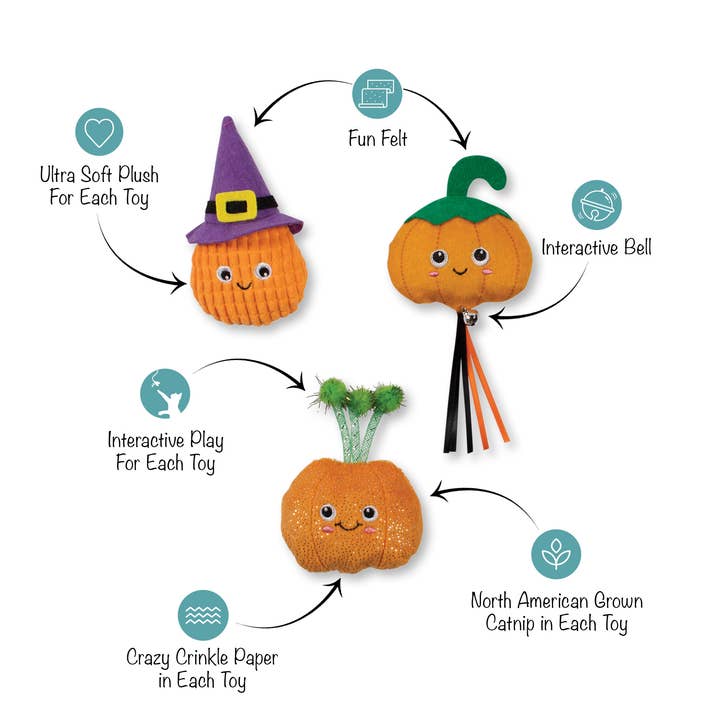 WITCH OF THE PATCH CAT TOY SET OF 3 for wholesale by Petshop by Fringe Studio