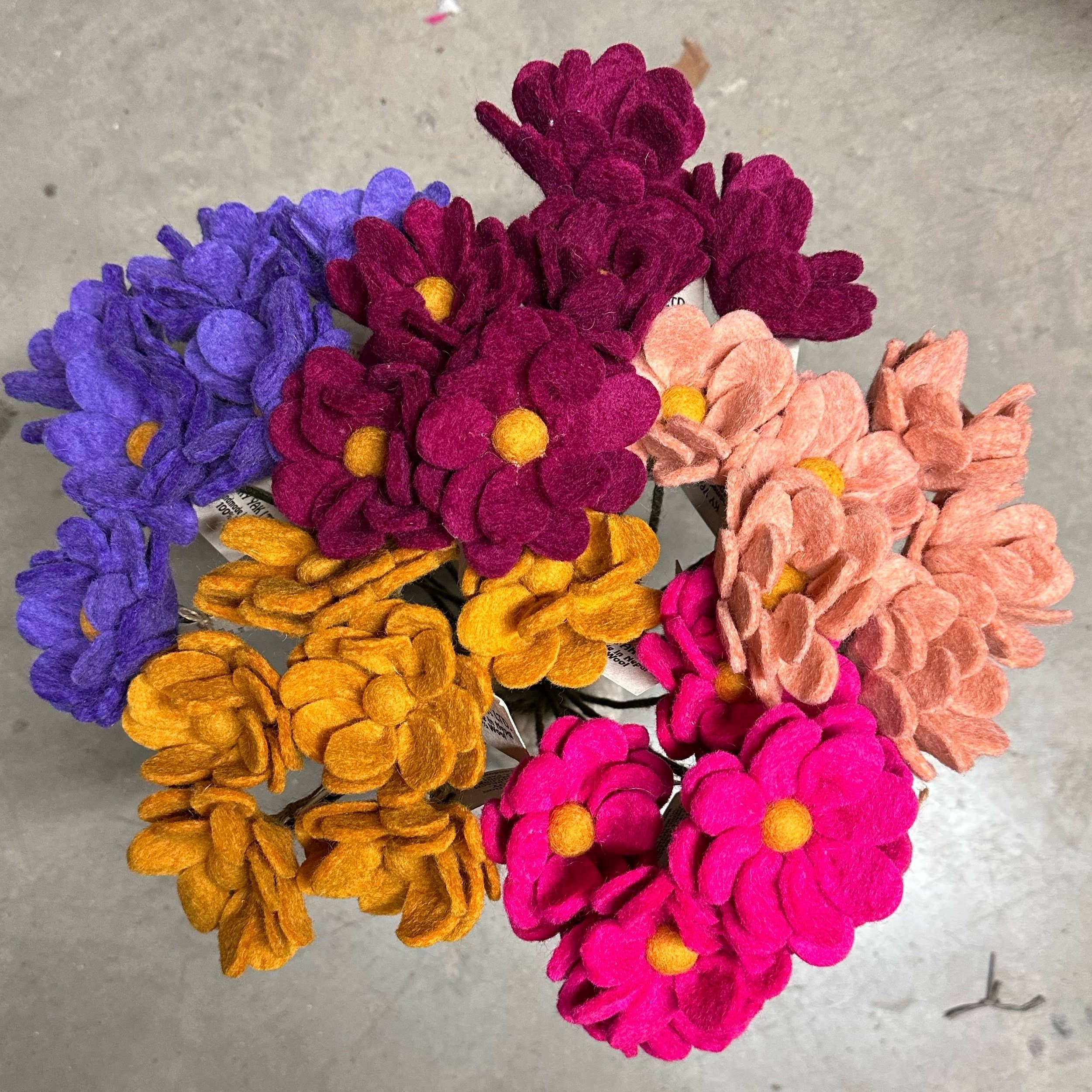Funky Yak Ltd - Wholesale Artificial Flowers - Handmade Felt Flower Decoration for Any Occasion. 4 Pc mix1