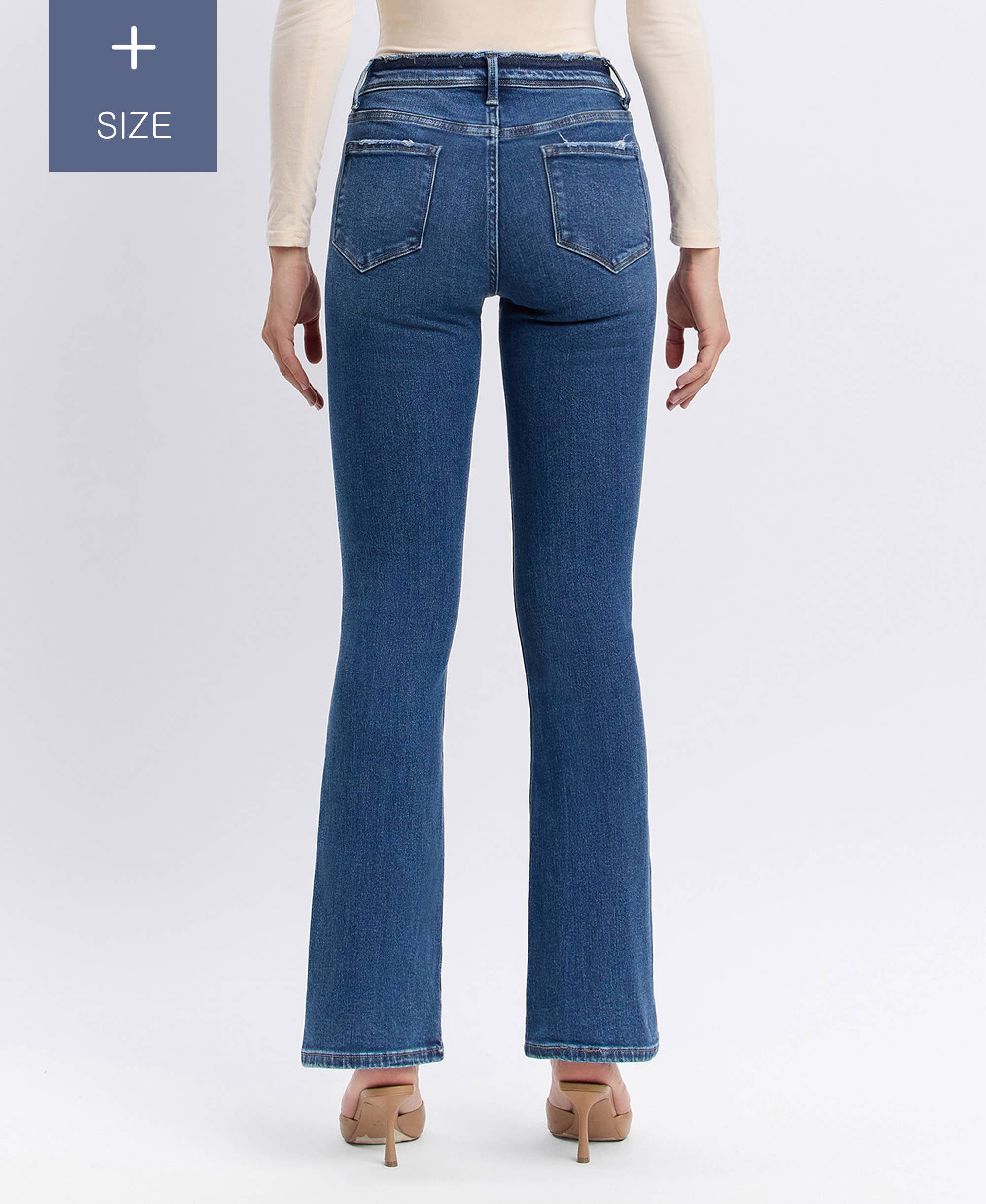 AMETHYST PLUS MID RISE SEAMLESS WAISTBAND BOOTCUT JEANS T6105-P for wholesale on Faire1