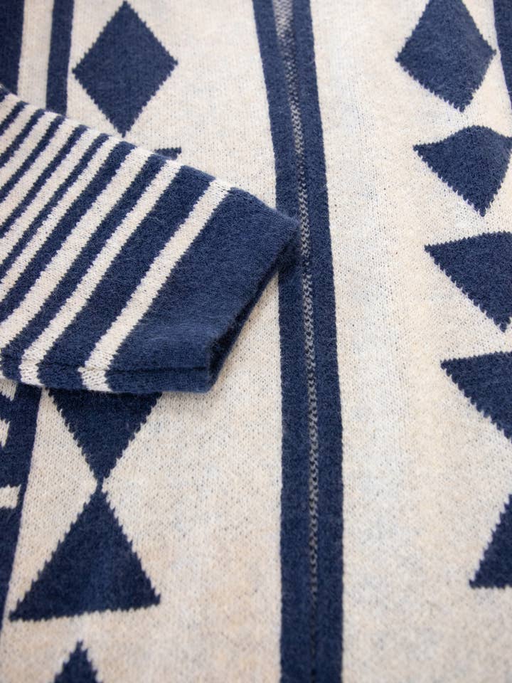 Original USA - Vente Cardigan – femme - Cardigan à capuche géométrique confortable et surdimensionné14