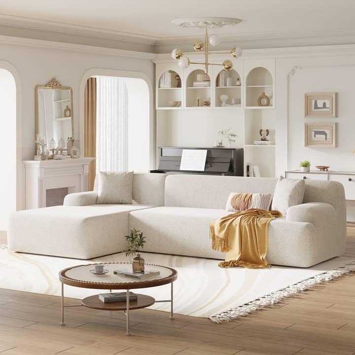 Beige Modern L-Shape Modular Sofa 2-Piece Set for wholesale on Faire