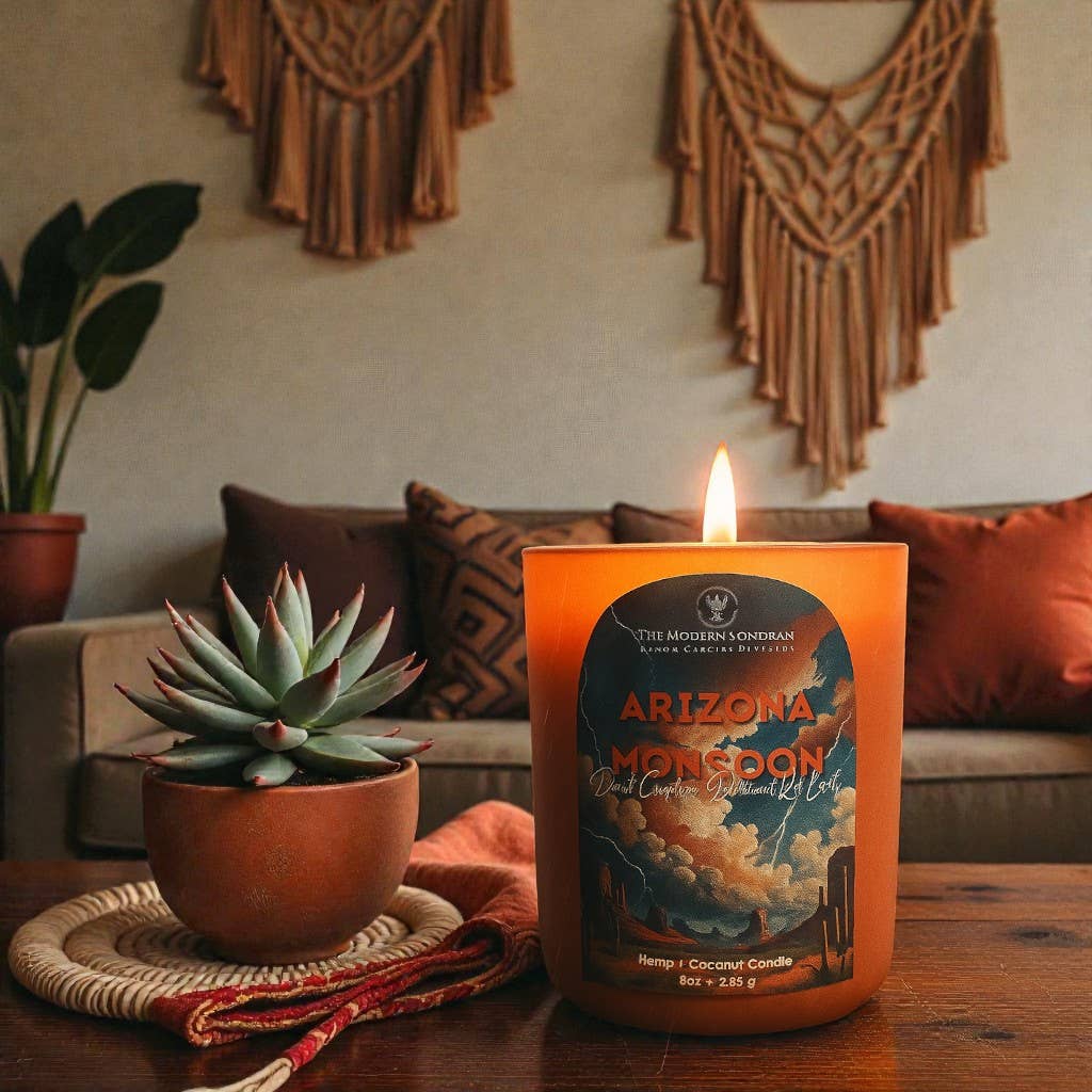 The Modern Sonoran - Wholesale Jar/Filled Candle - Arizona Monsoon Candle: Desert Creosote + Rain + Red Earth3