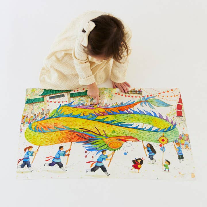 Regenbogendrache Such- und Findespieltuch für den Großhandel von Sarah’s Silks