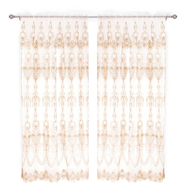 Cate Classic Embroidered European Style Sheer Curtain for wholesale by Floris Linens