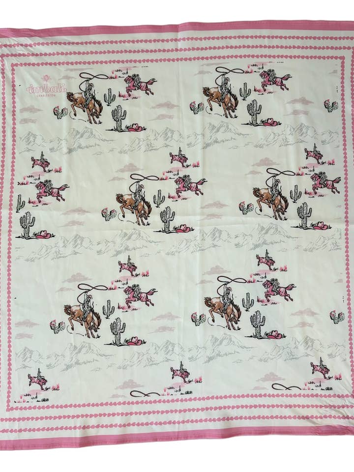 Lasso Lady Western Scarf 25x25" - Cowgirl Print | Imbali Charleston for wholesale by Imbali Charleston