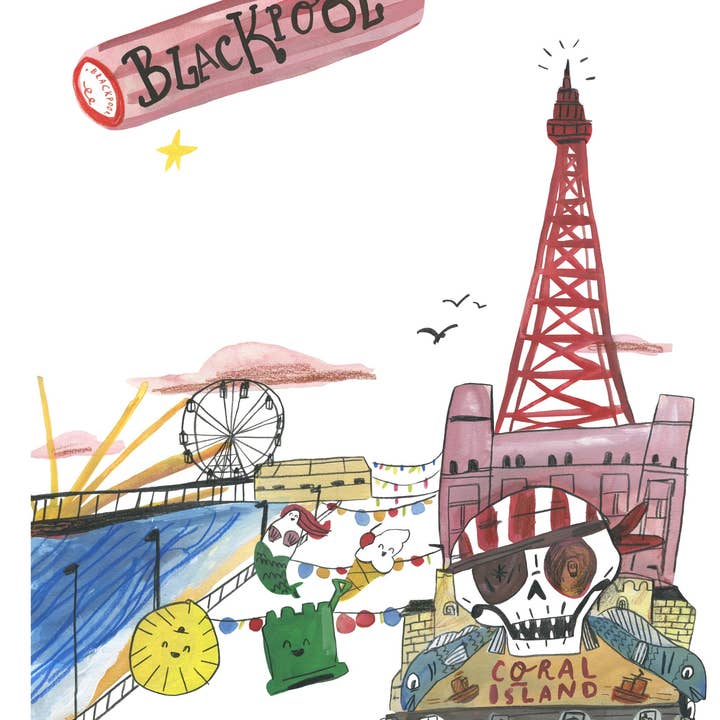 Blackpool Poster for wholesale by Dick Vincent Illustrations