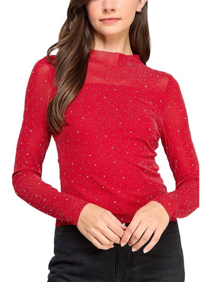 Vanilla Monkey - Wholesale Knit Top - Women's - Rhinestone Mesh Top