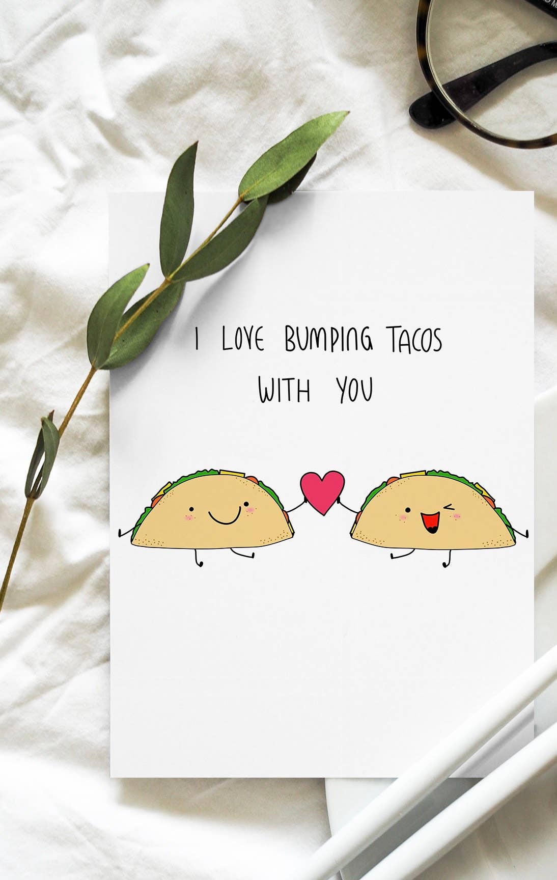 Two Brides Presents - Vente Cartes de déclaration d'amour - Carte de vœux « I LOVE BUMPING TACOS WITH YOU »0
