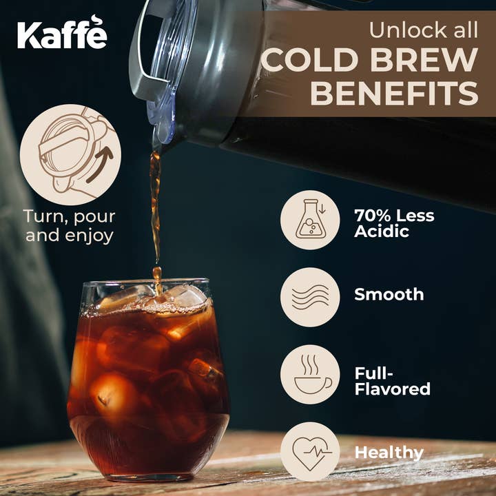 Kaffe - Wholesale Coffee Machine - Kaffe Cold Brew Coffee Maker, Glass Coffee Pitcher. 1.3L
