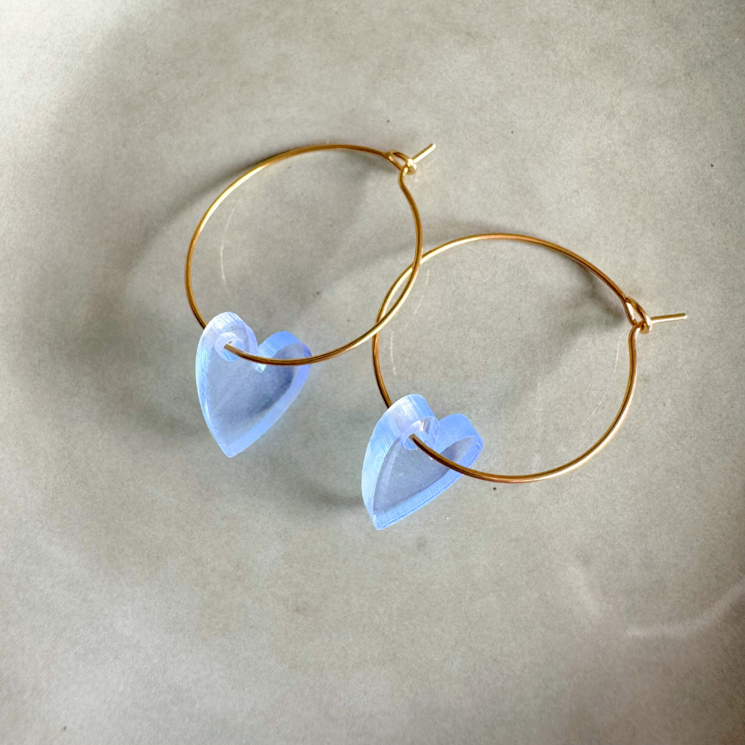 vanMauZ - Wholesale Hoop Earrings - Earrings Hoops Lume Charms | Heart Neon Blue0
