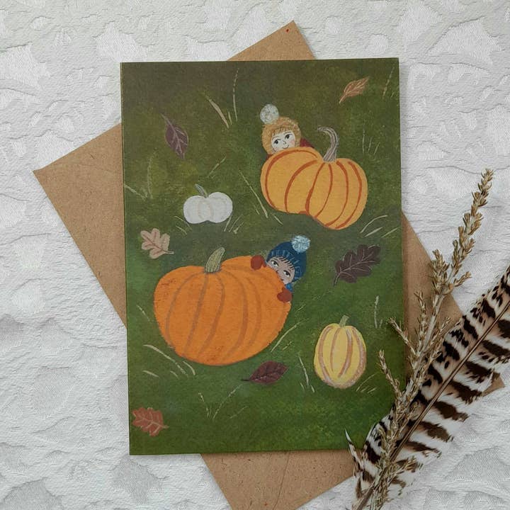 Pumpkin patch greetings card for wholesale by LYDIAMAE