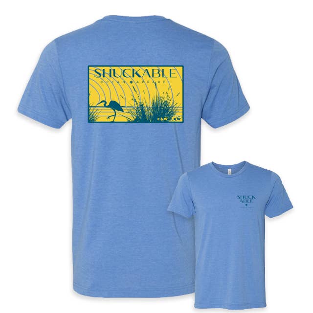 Caw Caw Landscape Tee - Navy and Light Blue Imprint for wholesale by Shuckable