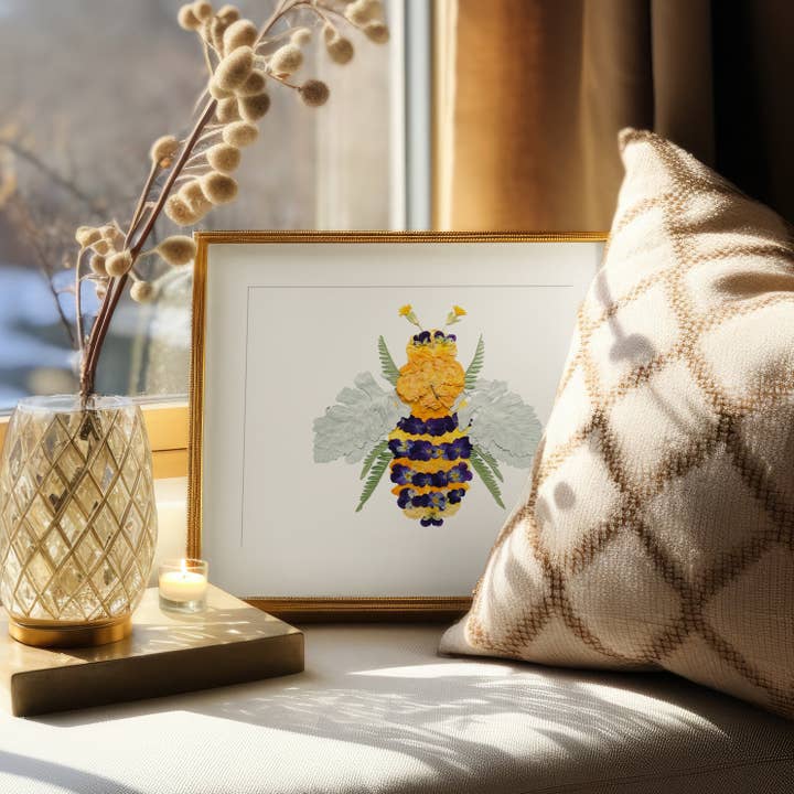 Seek & Bloom Creative Co. - Wholesale Art Print - Bee, Pressed Flower Art Print