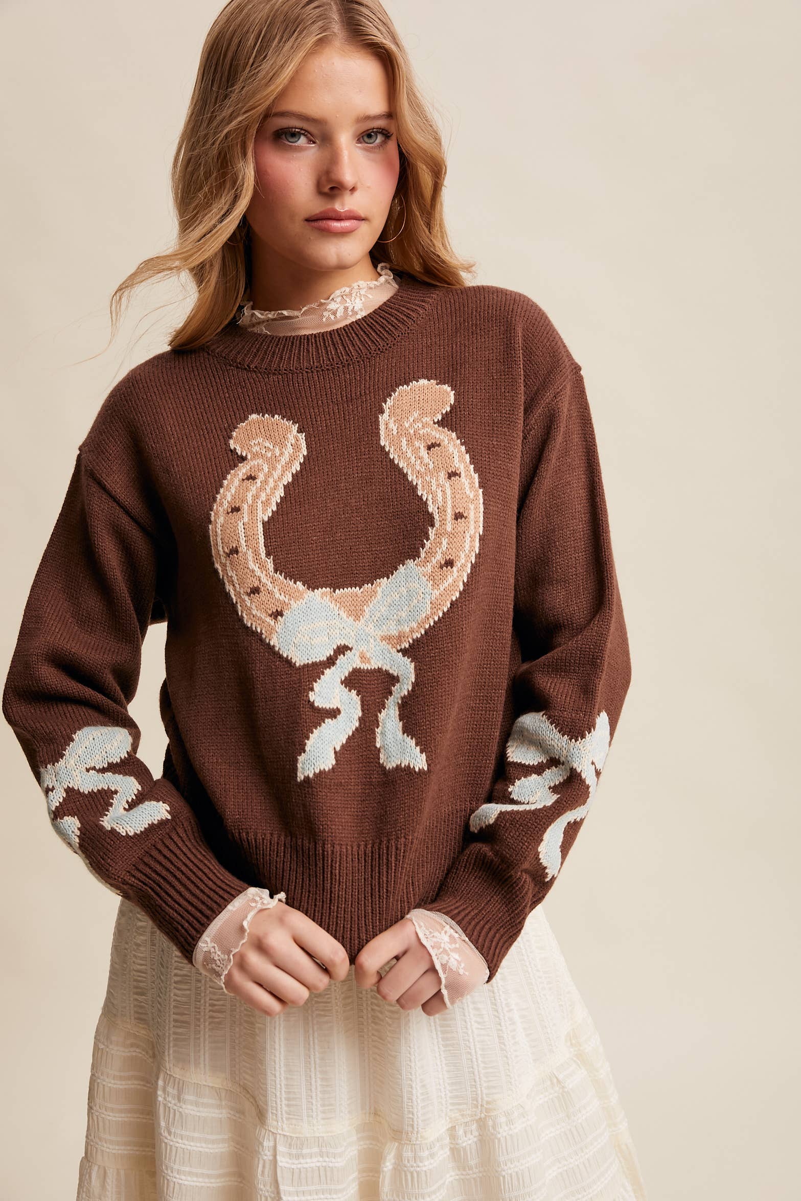 Listicle - Vente Pull en maille – femme - Pull en tricot à col en fer à cheval LSW103513