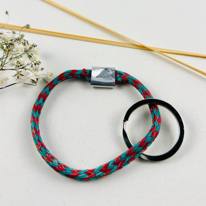 Llavero de upcycling rayas rojo/azul para venta al por mayor de Purewater