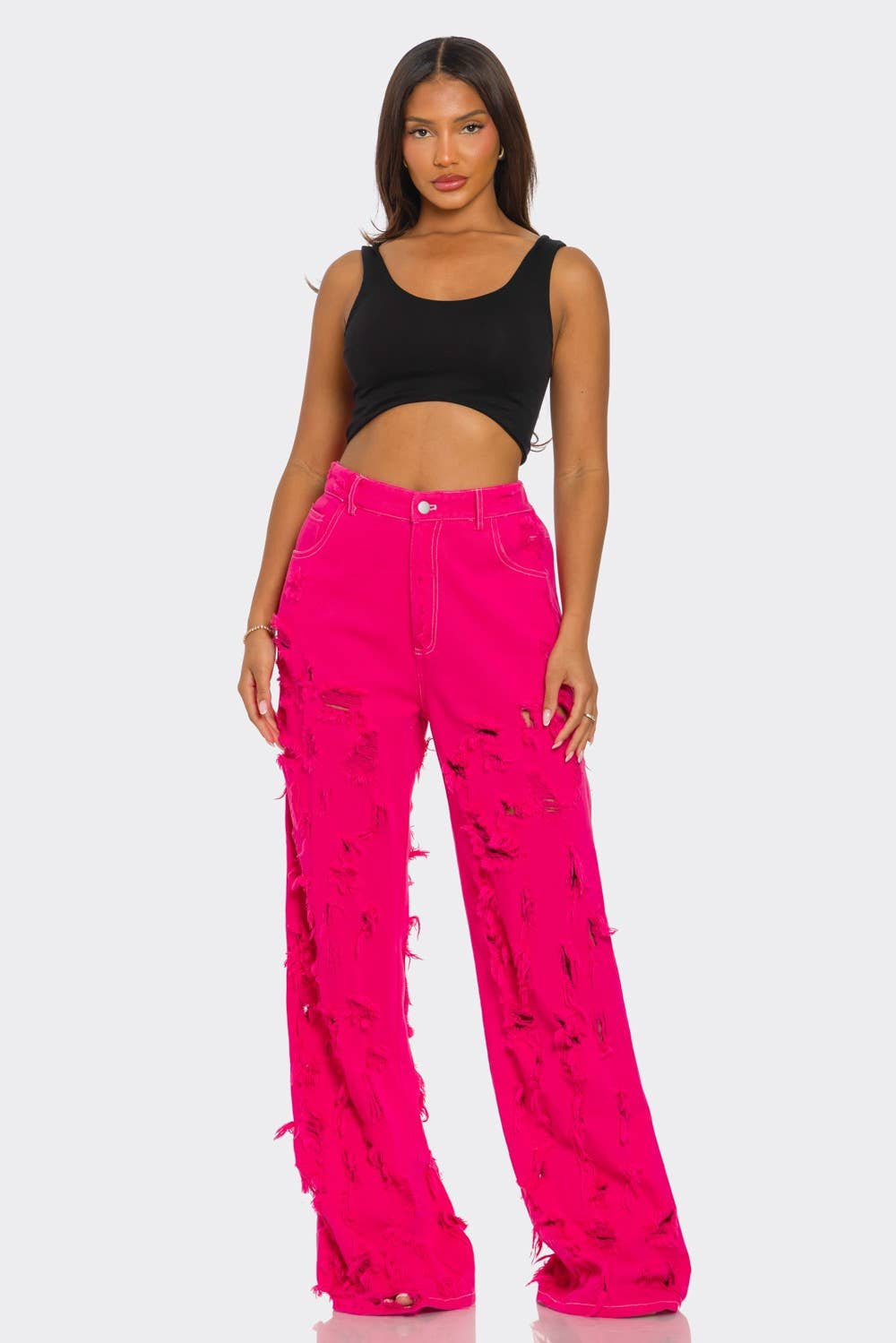Athina Collection – wholesale Jeans - Dam – Fuchsia Frenzy Vida Jeans4