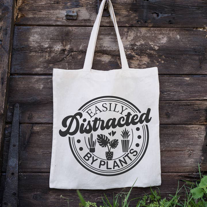 Easily Distracted By Plants Tote Bag, Plant Gifts, Plant Bag for wholesale by The Vinyl Rose